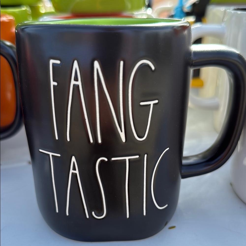 Rae Dunn black matte FANG TASTIC mug NWT